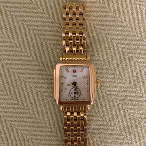 Michele Deco 18K Gold Plate Diamond Watch